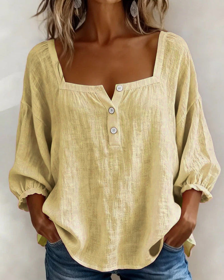Maribel | Camicia con Scollo Quadrato e Maniche a Palloncino