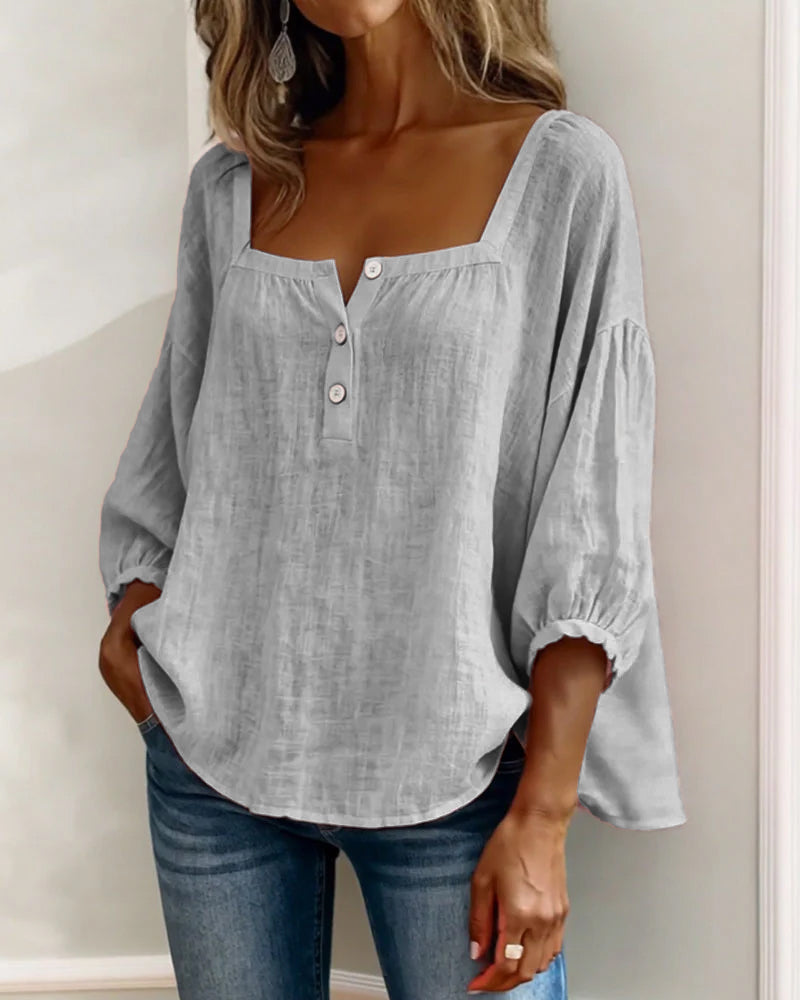 Maribel | Camicia con Scollo Quadrato e Maniche a Palloncino