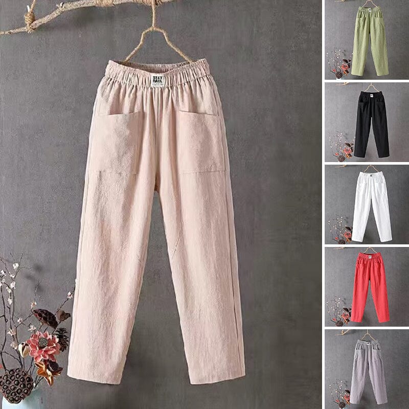 Julie | Pantaloni Casual in Cotone e Lino con Vita Elastica