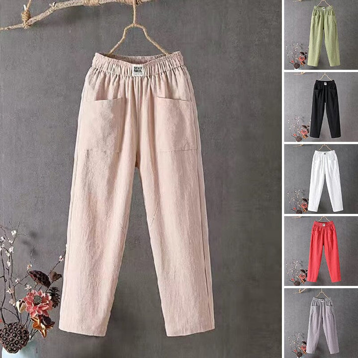 Julie | Pantaloni Casual in Cotone e Lino con Vita Elastica