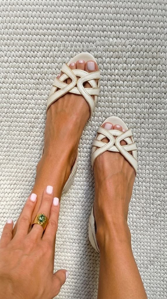 Camilla | Sandali Intrecciati Crema Eleganti