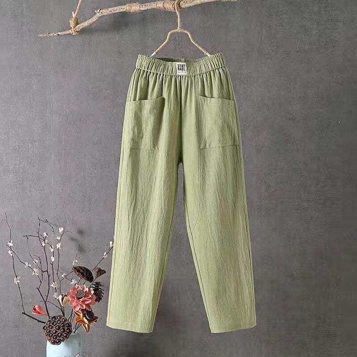 Julie | Pantaloni Casual in Cotone e Lino con Vita Elastica