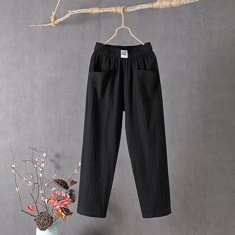Julie | Pantaloni Casual in Cotone e Lino con Vita Elastica