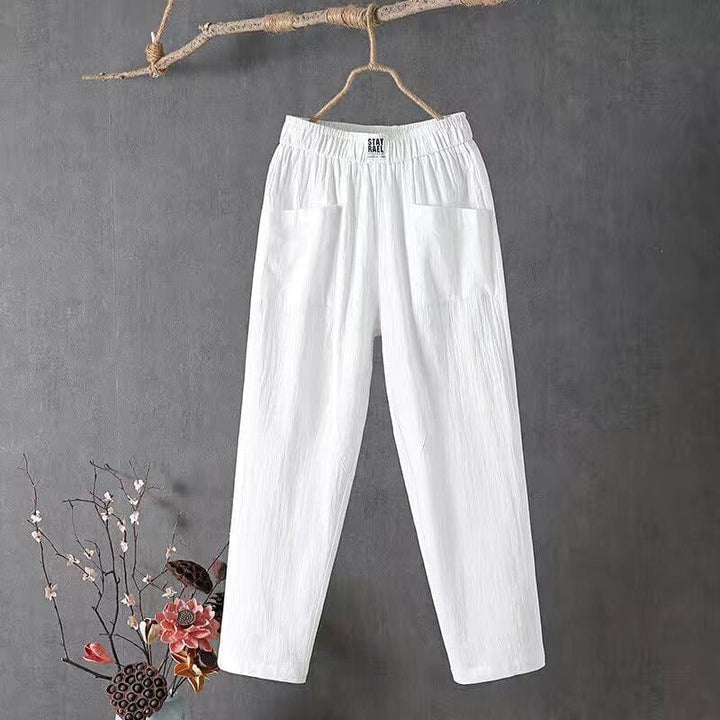 Julie | Pantaloni Casual in Cotone e Lino con Vita Elastica