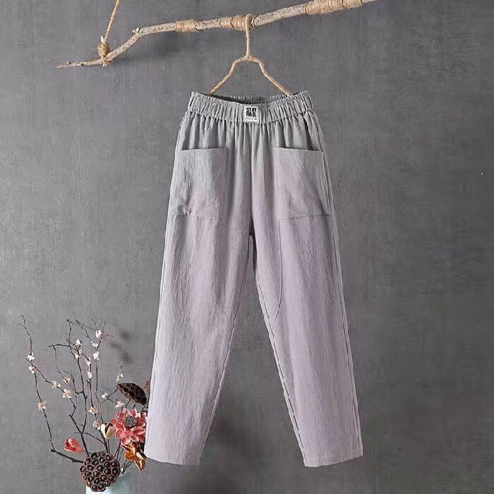 Julie | Pantaloni Casual in Cotone e Lino con Vita Elastica