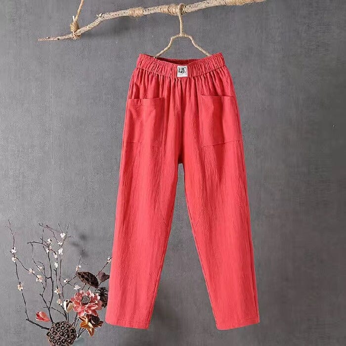 Julie | Pantaloni Casual in Cotone e Lino con Vita Elastica