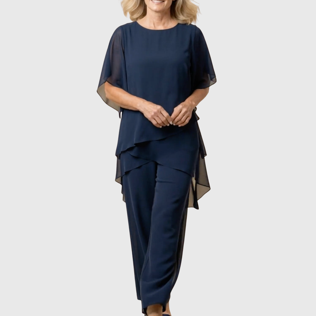 Susan | Completo Drappeggiato con Pantaloni Palazzo
