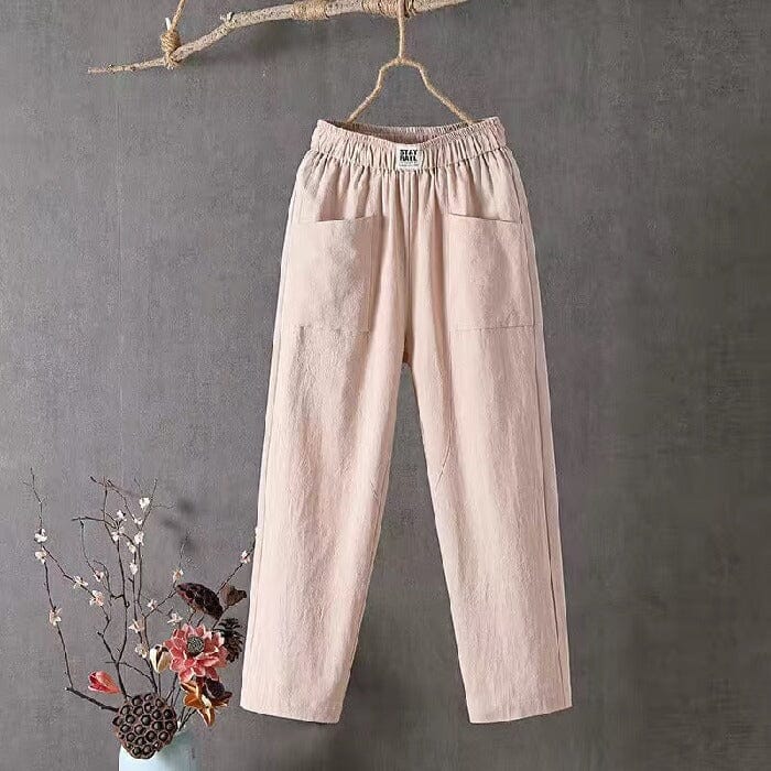 Julie | Pantaloni Casual in Cotone e Lino con Vita Elastica