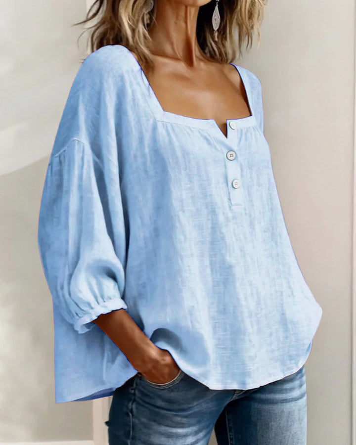 Maribel | Camicia con Scollo Quadrato e Maniche a Palloncino