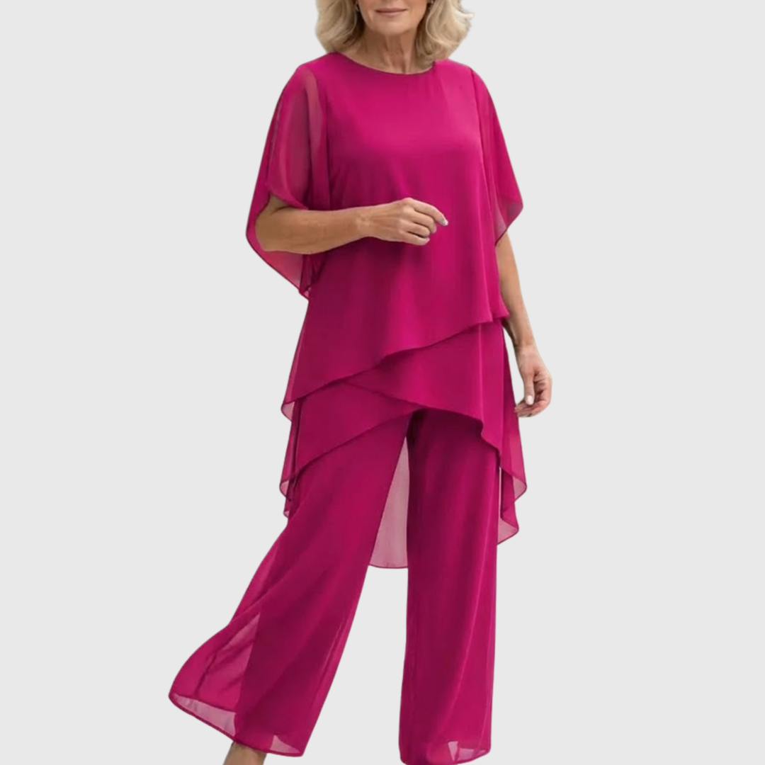 Susan | Completo Drappeggiato con Pantaloni Palazzo