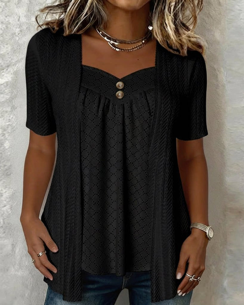 Falissa | Camicia con Scollo Quadrato e Colletto Traforato