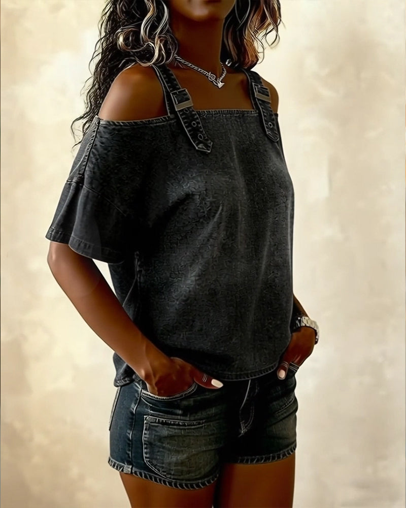 Livia | Camicia in Denim a Spalle Scoperte