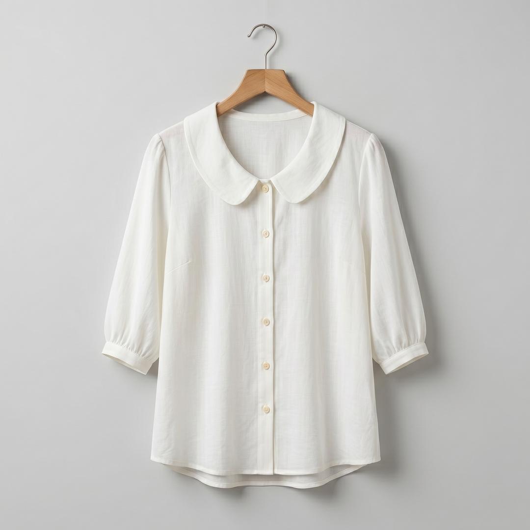 Alessia | Elegante Blusa Leggera in Cotone con Collo Tondo