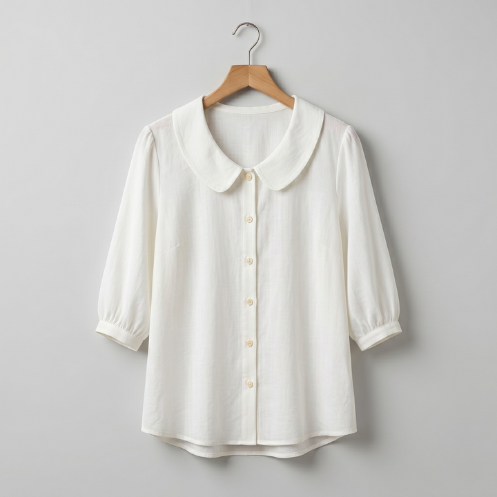 Alessia | Elegante Blusa Leggera in Cotone con Collo Tondo