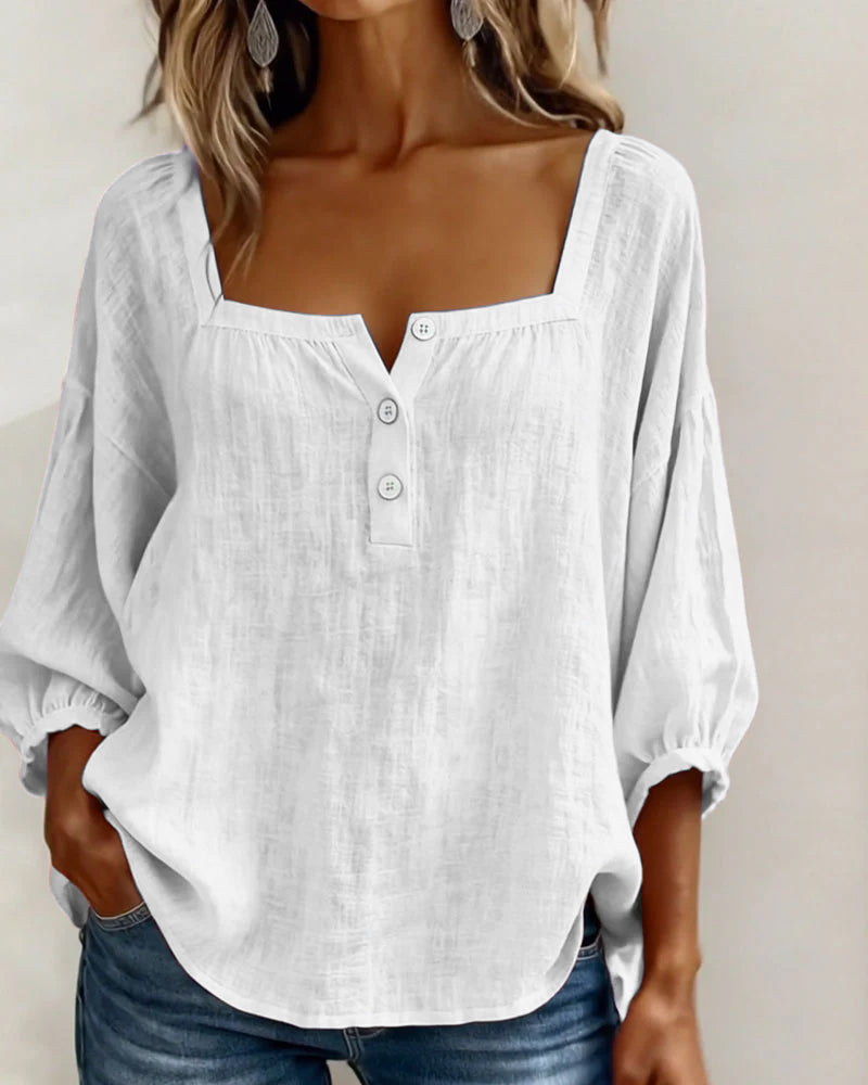 Maribel | Camicia con Scollo Quadrato e Maniche a Palloncino