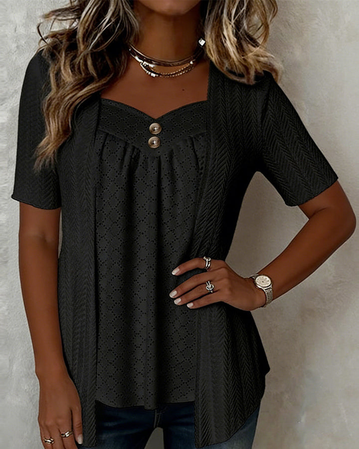 Falissa | Camicia con Scollo Quadrato e Colletto Traforato