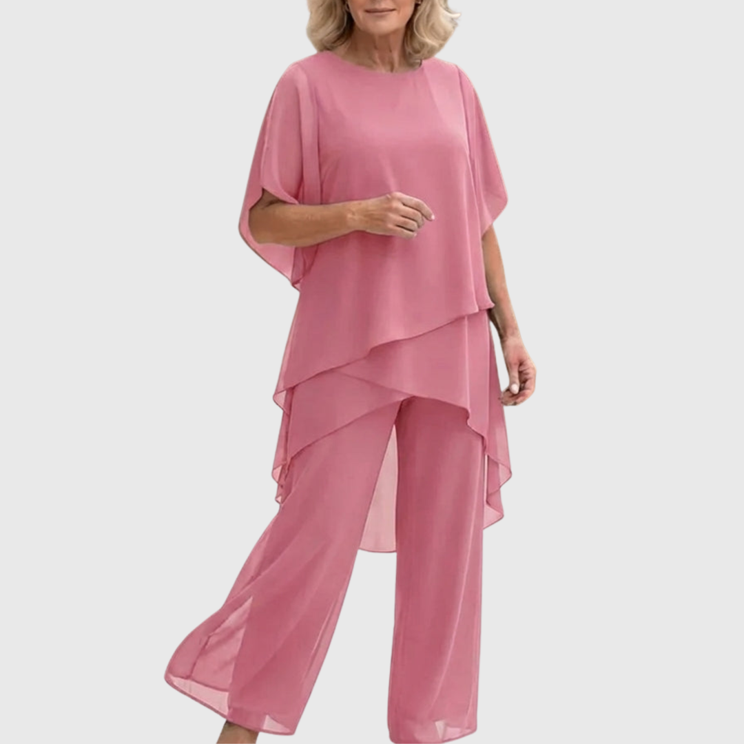 Susan | Completo Drappeggiato con Pantaloni Palazzo