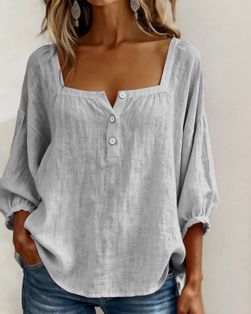 Maribel | Camicia con Scollo Quadrato e Maniche a Palloncino
