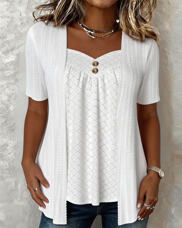 Falissa | Camicia con Scollo Quadrato e Colletto Traforato
