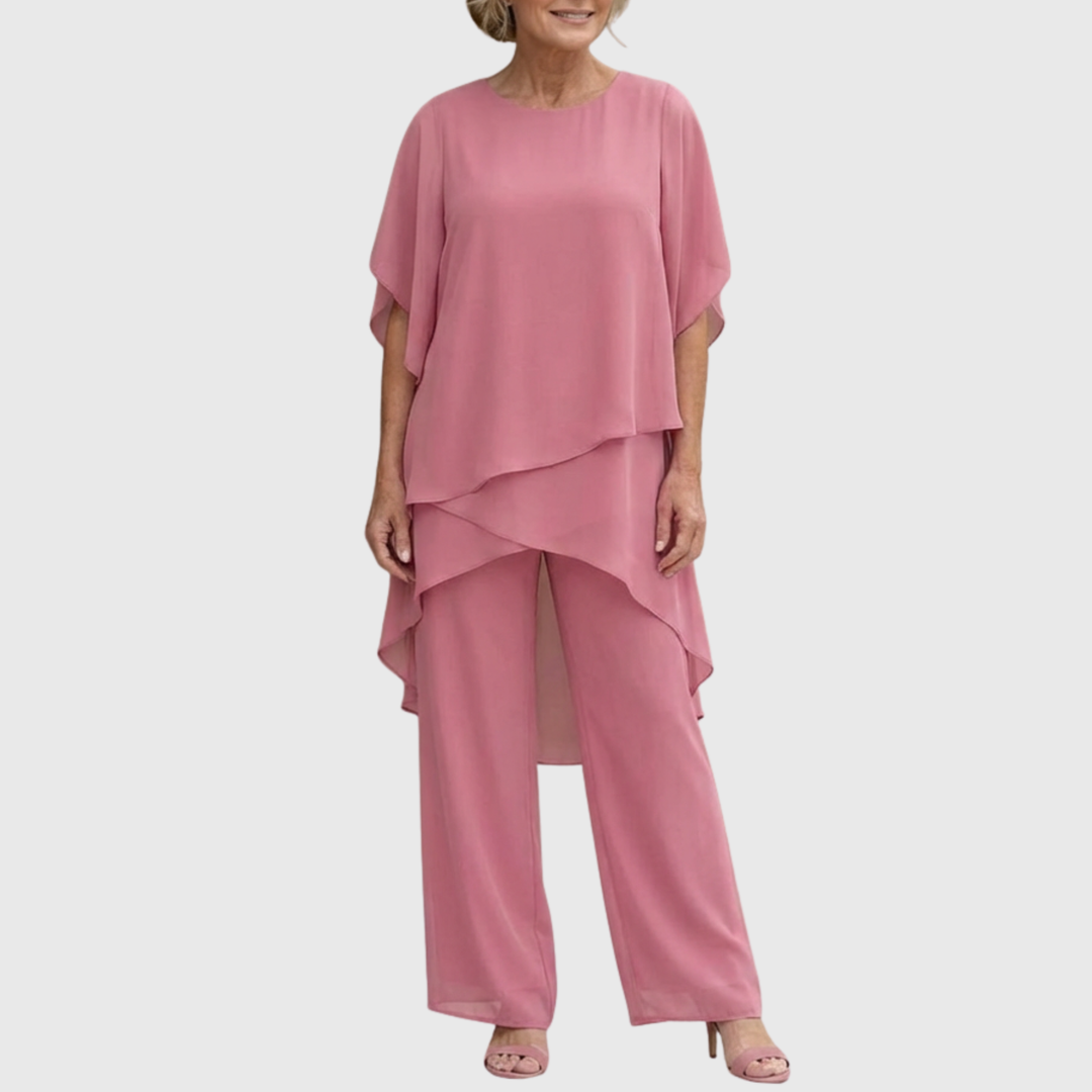 Susan | Completo Drappeggiato con Pantaloni Palazzo