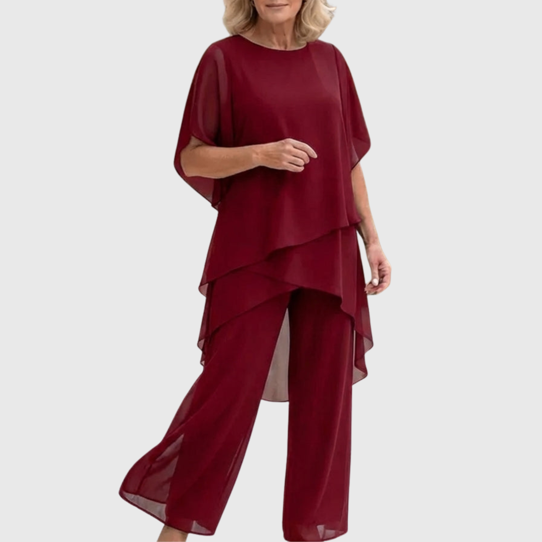 Susan | Completo Drappeggiato con Pantaloni Palazzo