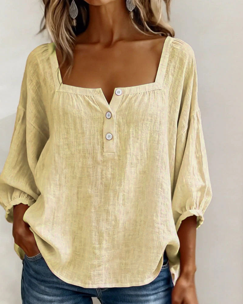 Maribel | Camicia con Scollo Quadrato e Maniche a Palloncino