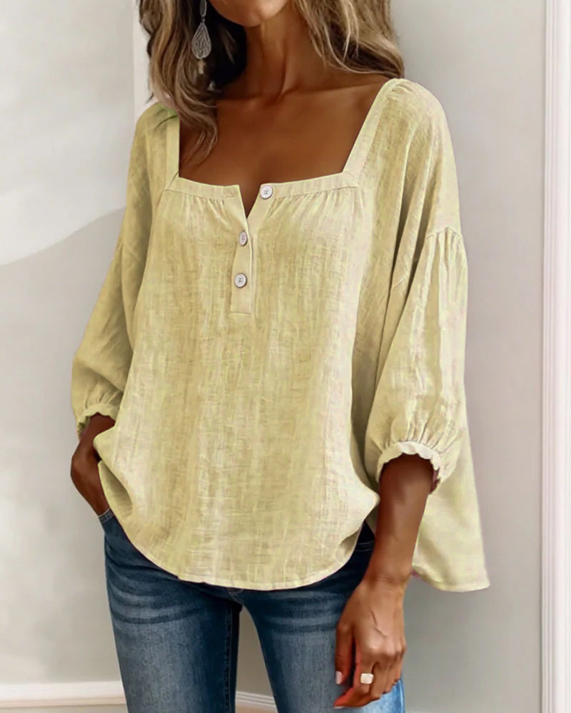 Maribel | Camicia con Scollo Quadrato e Maniche a Palloncino