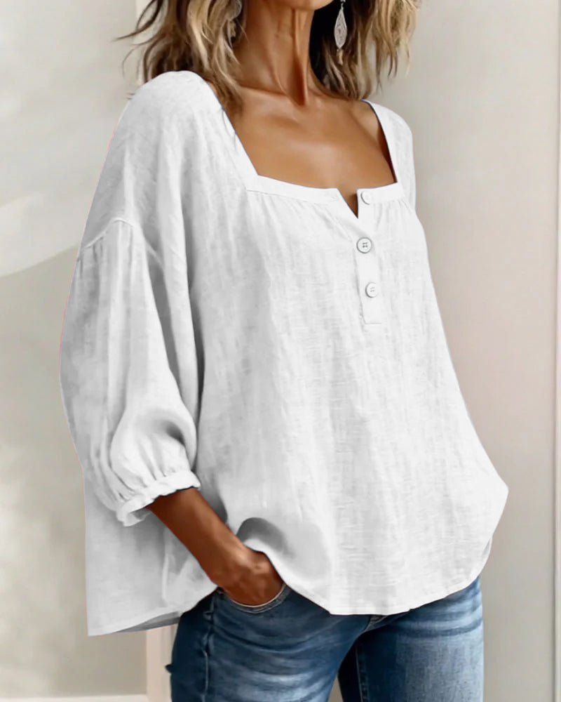 Maribel | Camicia con Scollo Quadrato e Maniche a Palloncino
