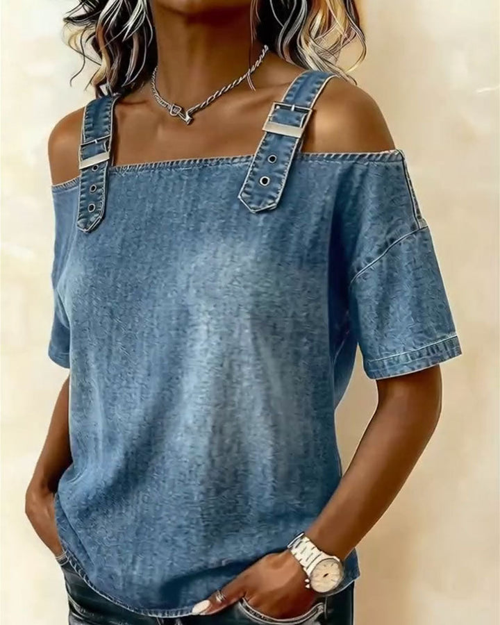 Livia | Camicia in Denim a Spalle Scoperte