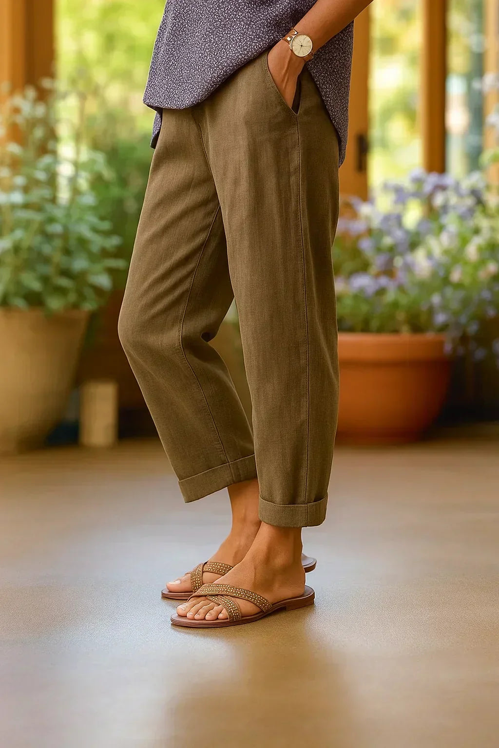 Rivana | Pantaloni Estivi Rilassati in Cotone e Lino