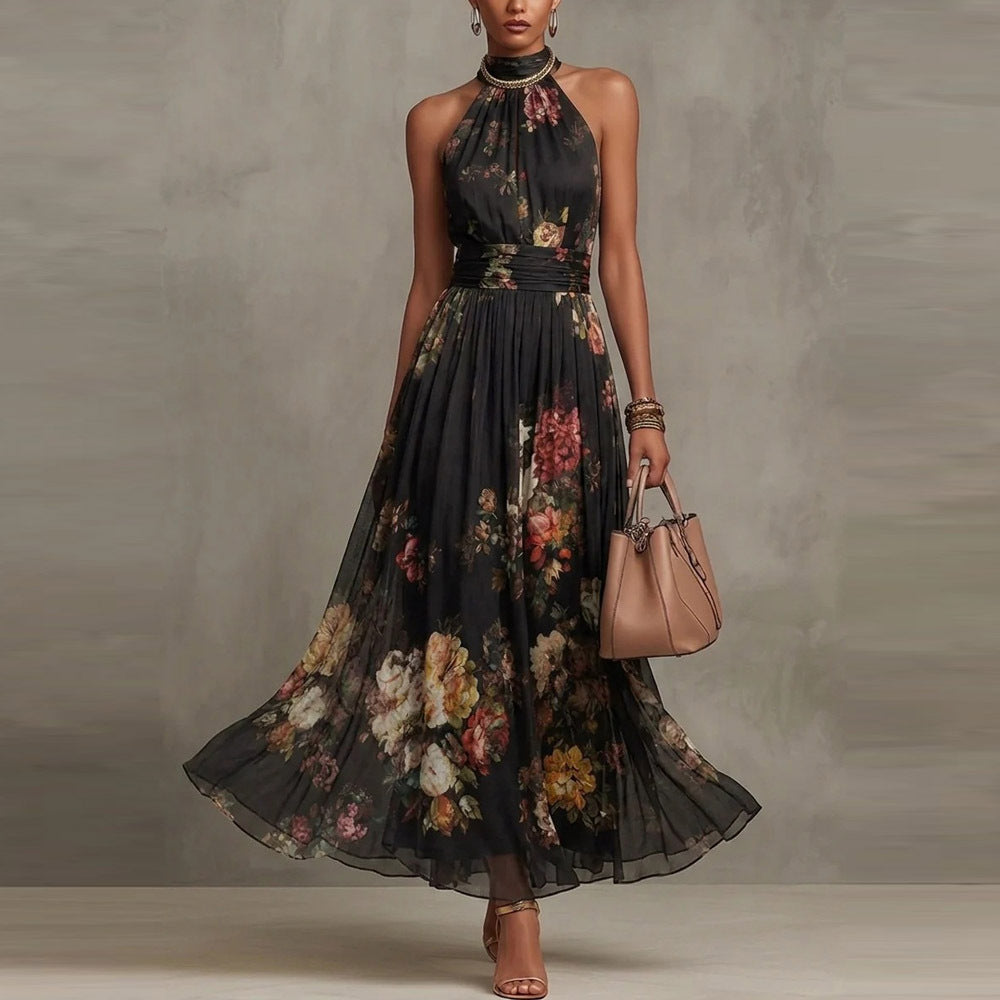 Fiorella | Abito Lungo Halter in Chiffon a Fiori