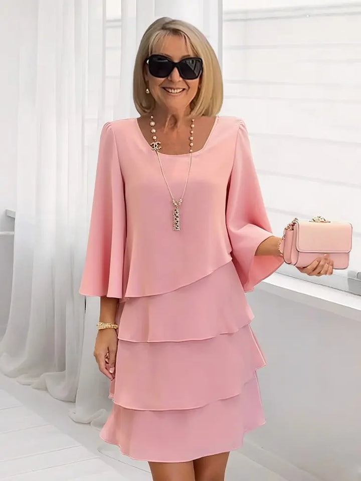 Catherine | Elegante Abito a Balze in Chiffon