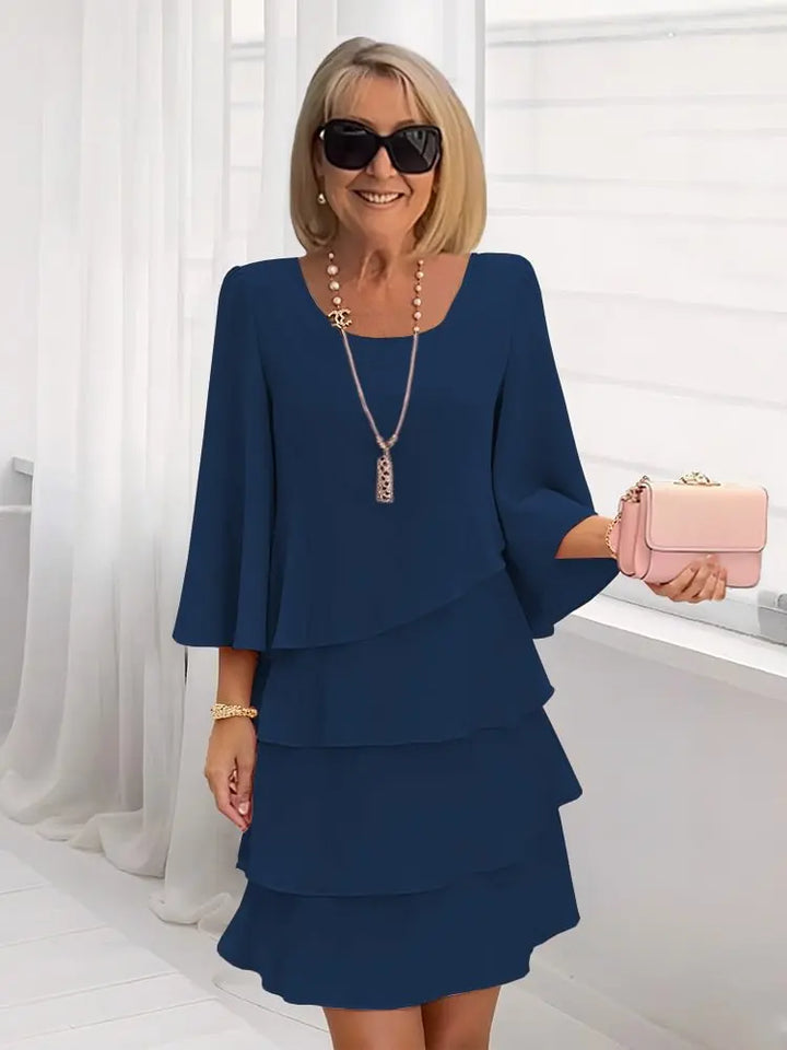 Catherine | Elegante Abito a Balze in Chiffon