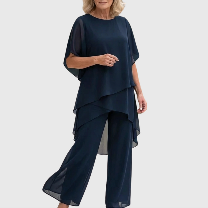 Susan | Completo Drappeggiato con Pantaloni Palazzo
