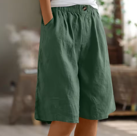 Fiamma | Shorts in Lino a Gamba Larga