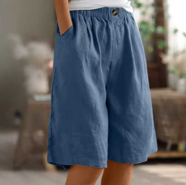 Fiamma | Shorts in Lino a Gamba Larga