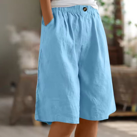 Fiamma | Shorts in Lino a Gamba Larga