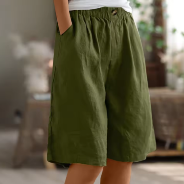 Fiamma | Shorts in Lino a Gamba Larga
