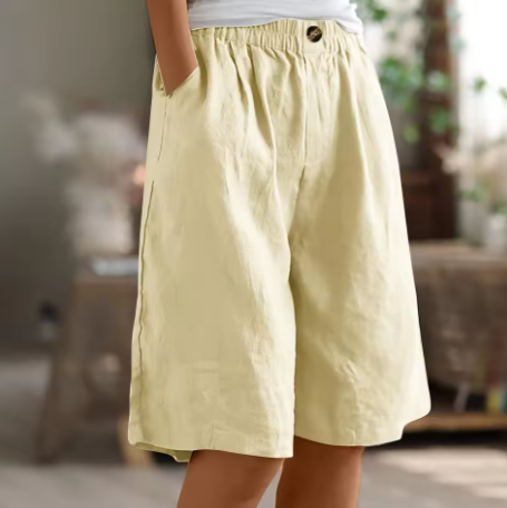 Fiamma | Shorts in Lino a Gamba Larga