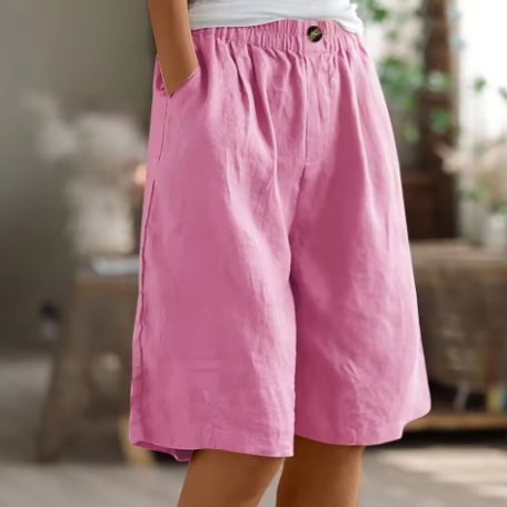 Fiamma | Shorts in Lino a Gamba Larga