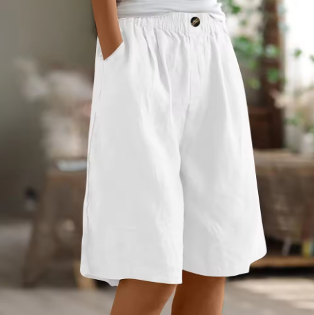 Fiamma | Shorts in Lino a Gamba Larga