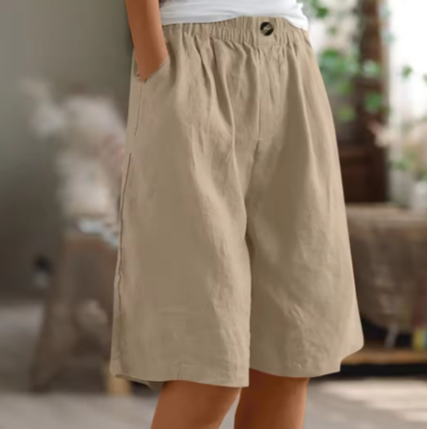 Fiamma | Shorts in Lino a Gamba Larga