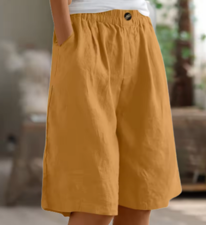 Fiamma | Shorts in Lino a Gamba Larga