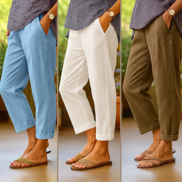 Rivana | Pantaloni Estivi Rilassati in Cotone e Lino