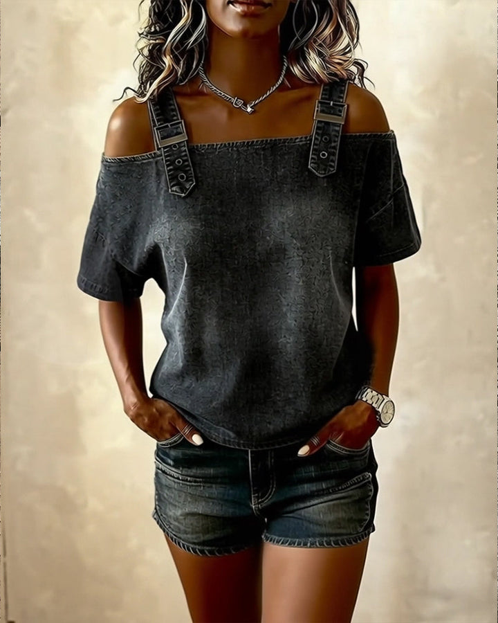 Livia | Camicia in Denim a Spalle Scoperte