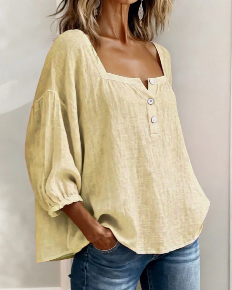 Maribel | Camicia con Scollo Quadrato e Maniche a Palloncino