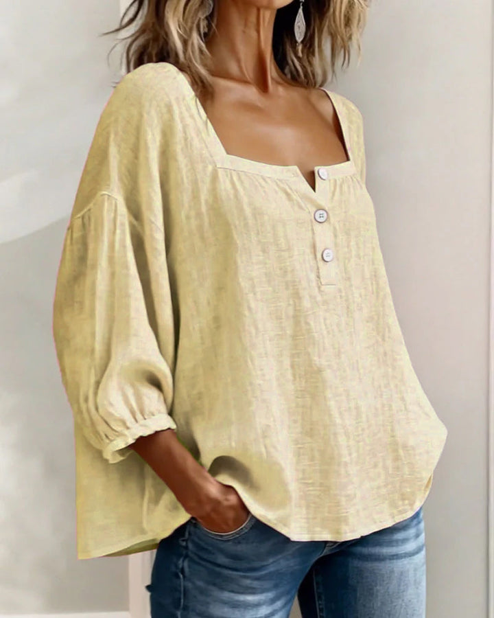 Maribel | Camicia con Scollo Quadrato e Maniche a Palloncino