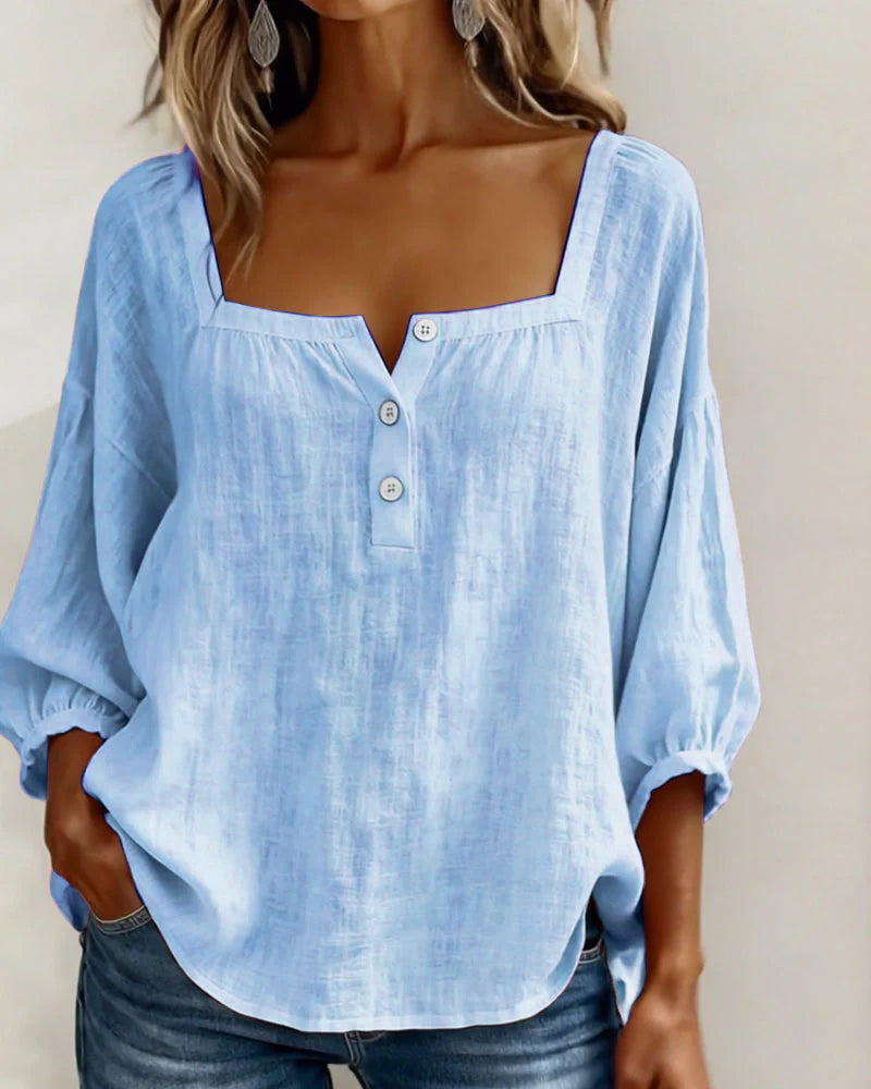 Maribel | Camicia con Scollo Quadrato e Maniche a Palloncino