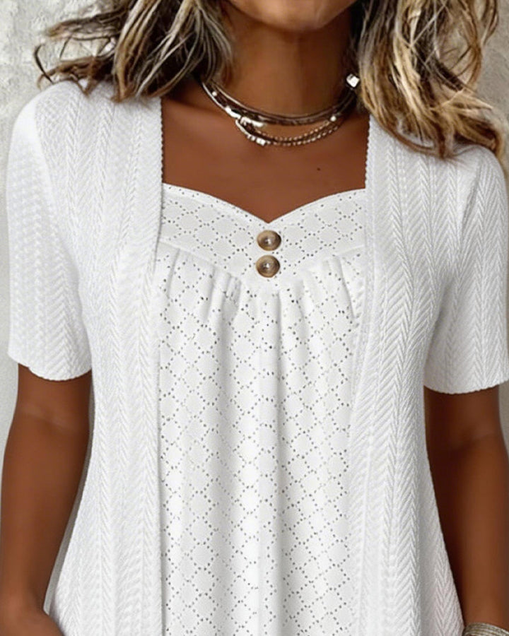 Falissa | Camicia con Scollo Quadrato e Colletto Traforato