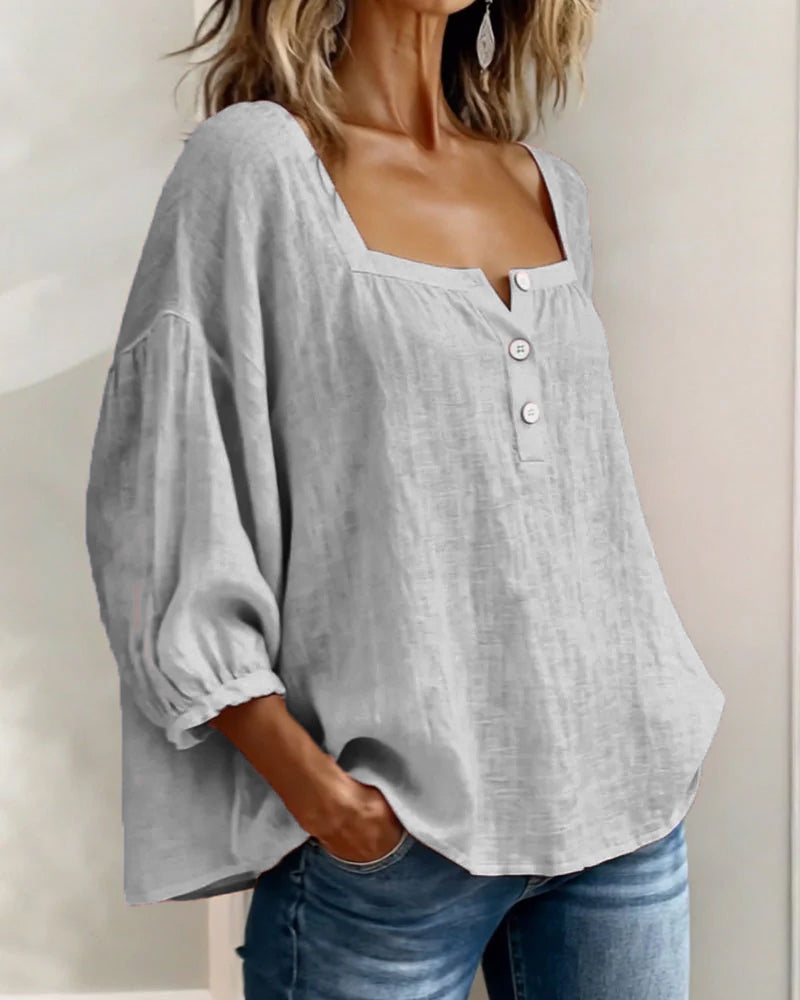 Maribel | Camicia con Scollo Quadrato e Maniche a Palloncino